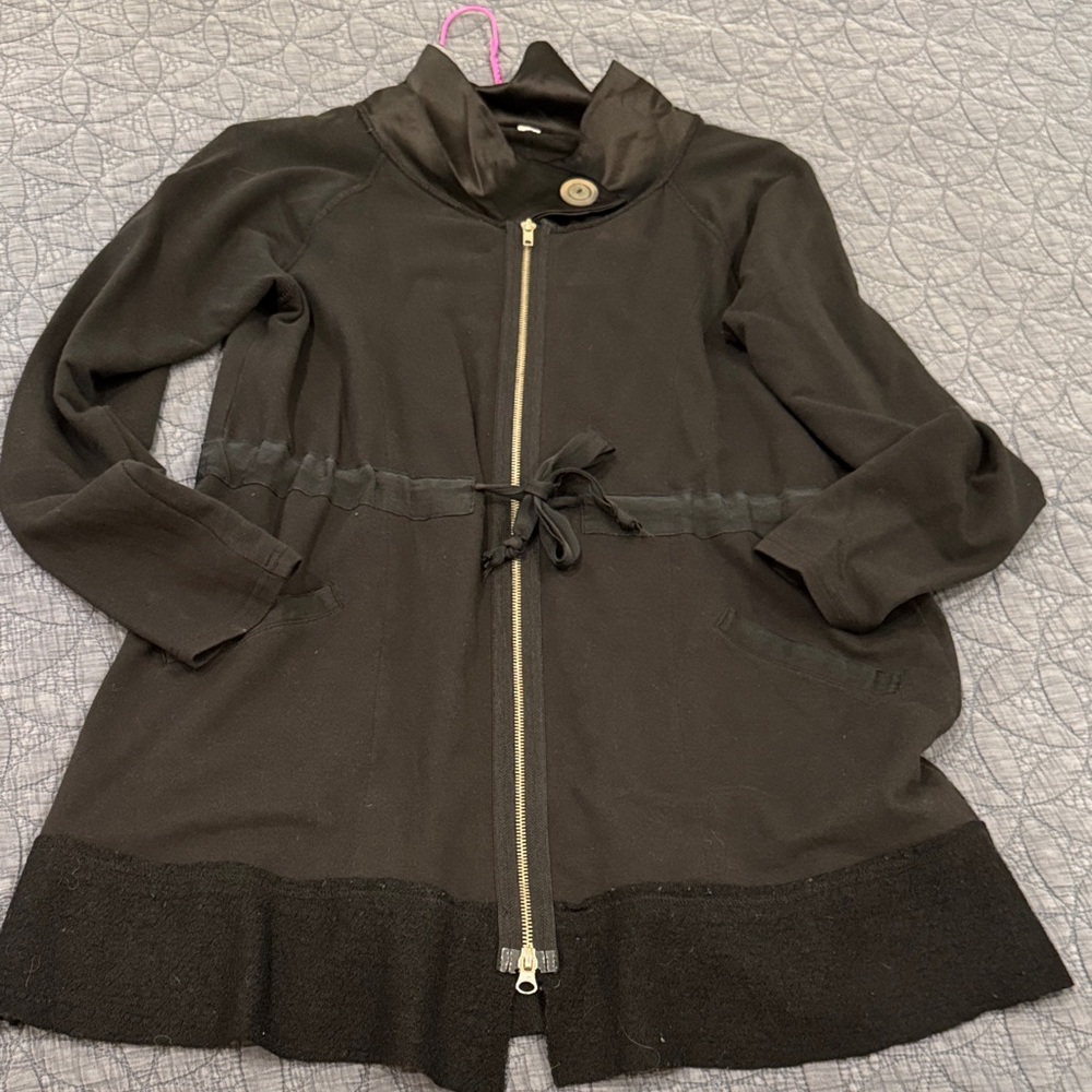 Elegant Black TCoat with Button Detail